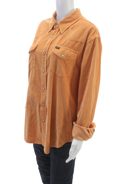 True Grit Mens Western Corduroy Snap Button-Up Long Sleeve Orange Size L