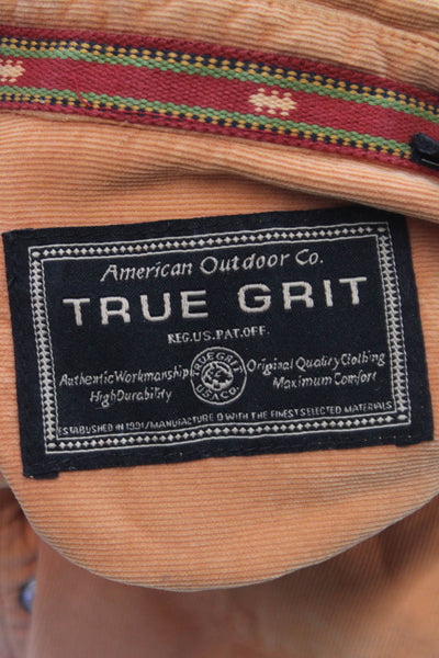 True Grit Mens Western Corduroy Snap Button-Up Long Sleeve Orange Size L