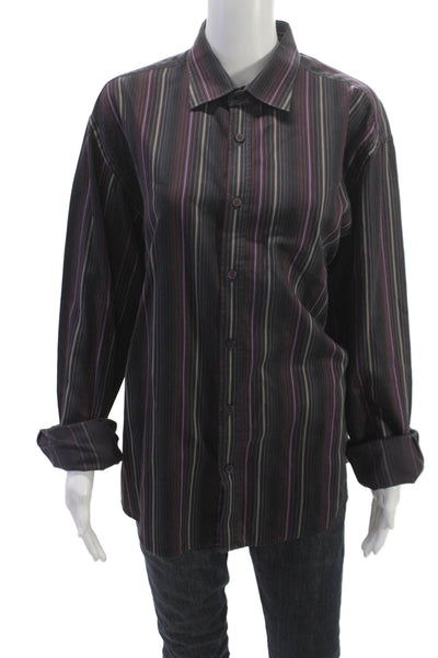 Ted Baker Mens Collared Striped Button-Up Shirt Multicolor Long Sleeve Size 5