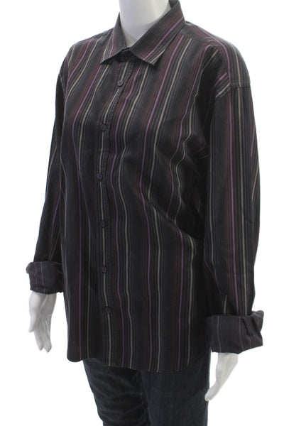 Ted Baker Mens Collared Striped Button-Up Shirt Multicolor Long Sleeve Size 5