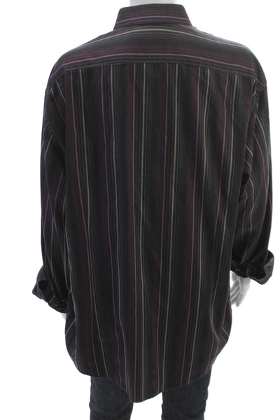 Ted Baker Mens Collared Striped Button-Up Shirt Multicolor Long Sleeve Size 5