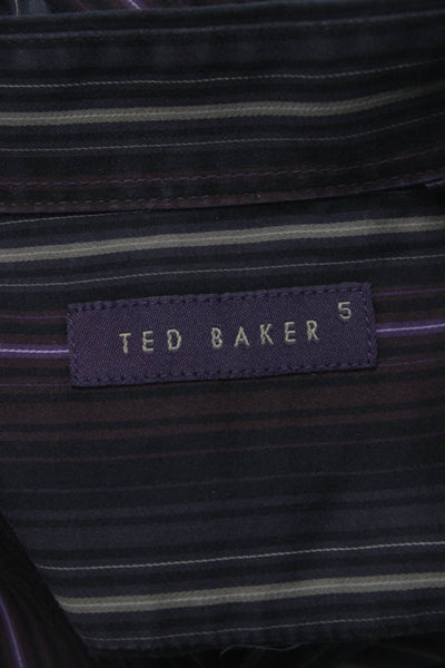 Ted Baker Mens Collared Striped Button-Up Shirt Multicolor Long Sleeve Size 5