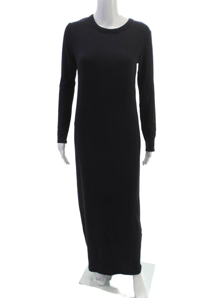 Bleusalt Women Maxi Dress Black Long Sleeve Crew Neck Size 2