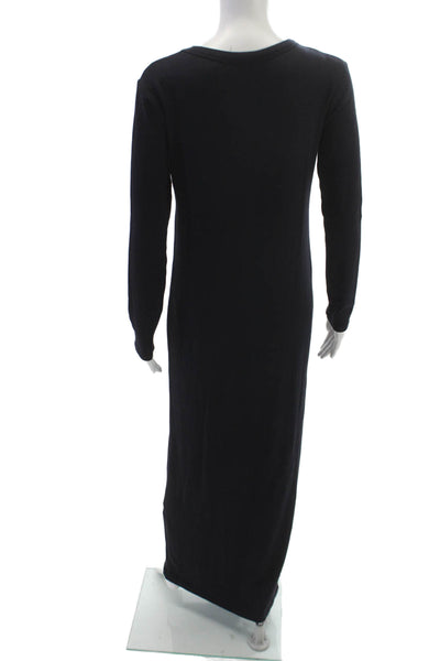 Bleusalt Women Maxi Dress Black Long Sleeve Crew Neck Size 2