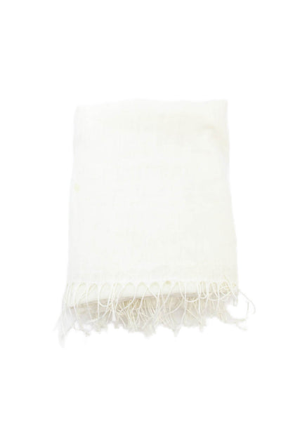 Bottega Veneta Womens Cotton Fringe Edge Scarf White Size 72"X28"