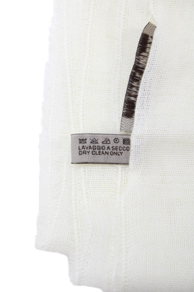 Bottega Veneta Womens Cotton Fringe Edge Scarf White Size 72"X28"