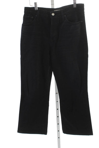 Alexa Chung Womens Straight Black Cotton Jeans Button Size 30