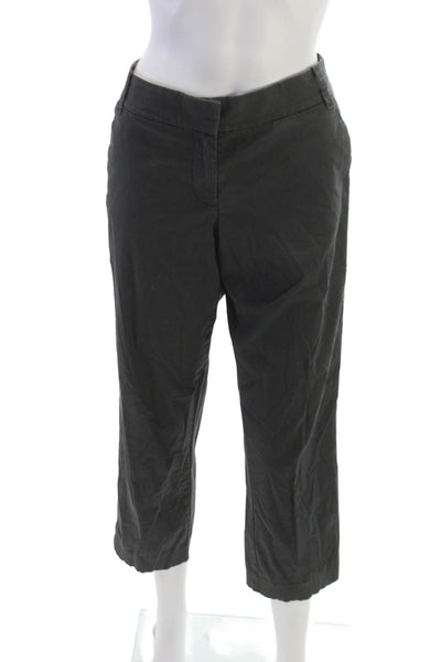 J Crew Women Capri Pants Gray Button Cotton Stretch Size 4