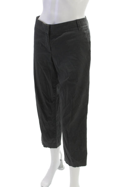 J Crew Women Capri Pants Gray Button Cotton Stretch Size 4
