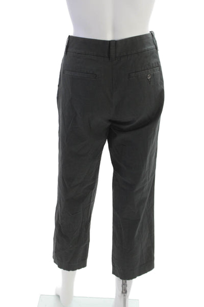 J Crew Women Capri Pants Gray Button Cotton Stretch Size 4