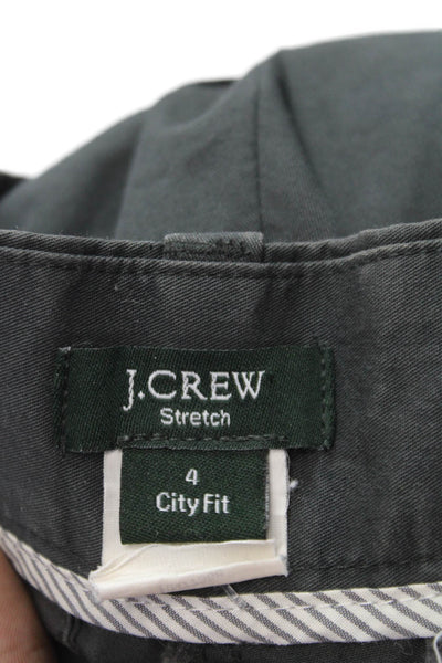J Crew Women Capri Pants Gray Button Cotton Stretch Size 4