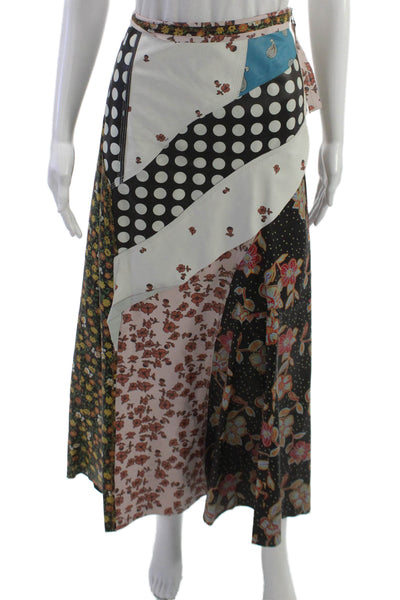 Zara Womens A-Line Leather Floral Skirt Multicolor Zip Fall Size S