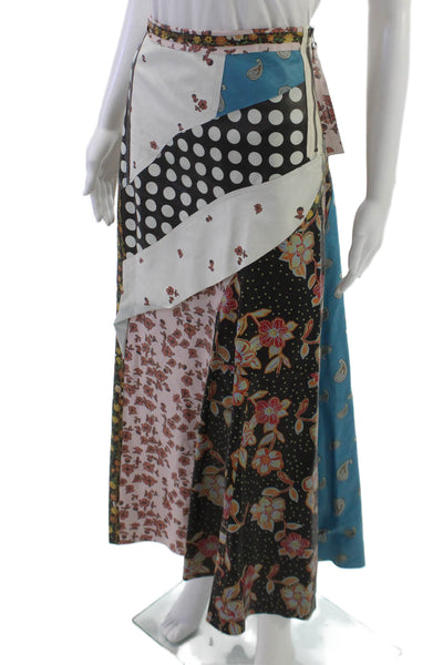 Zara Womens A-Line Leather Floral Skirt Multicolor Zip Fall Size S