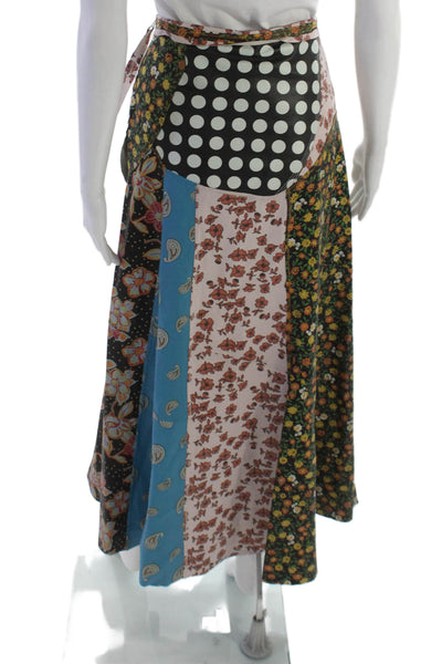 Zara Womens A-Line Leather Floral Skirt Multicolor Zip Fall Size S