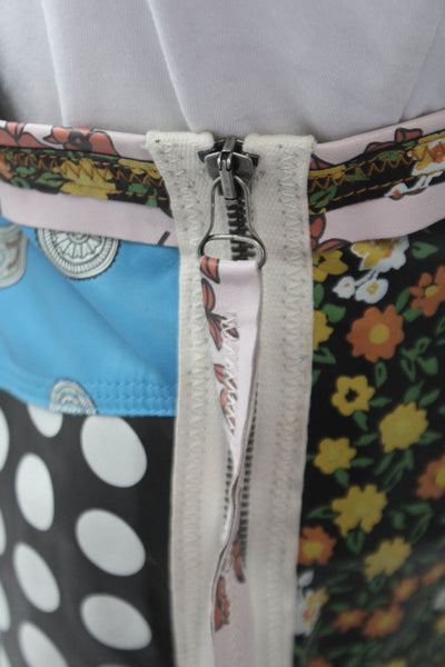 Zara Womens A-Line Leather Floral Skirt Multicolor Zip Fall Size S