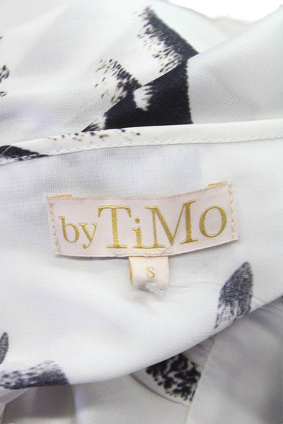 By Timo Womens White Satin V-Neck Maxi Dress Long Sleeve Button Size S