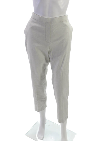 Theory Womens Cropped Linen Pants Gray Pull On Size 8