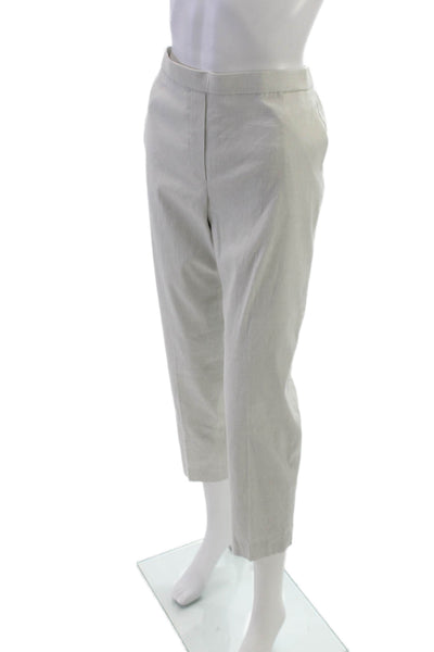 Theory Womens Cropped Linen Pants Gray Pull On Size 8