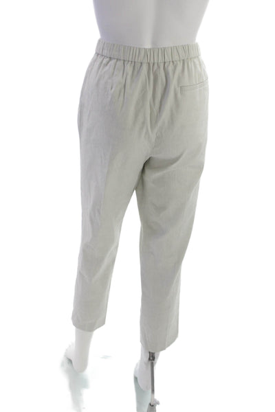 Theory Womens Cropped Linen Pants Gray Pull On Size 8