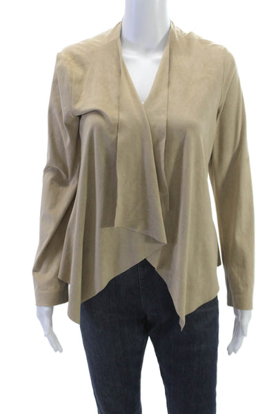 Zara Basic Womens Faux Suede Beige Jacket Long Sleeve Size M