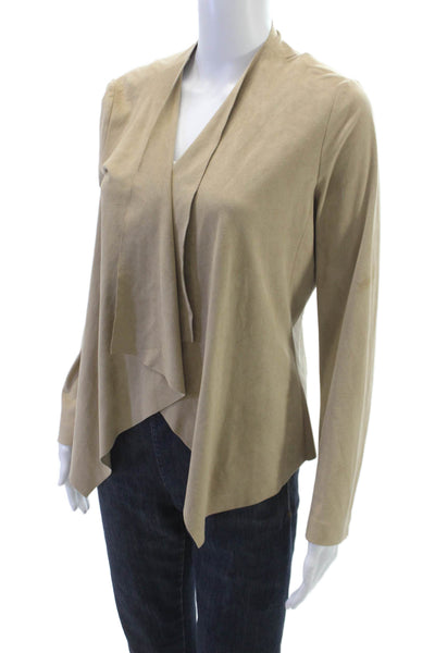 Zara Basic Womens Faux Suede Beige Jacket Long Sleeve Size M