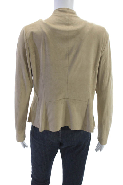 Zara Basic Womens Faux Suede Beige Jacket Long Sleeve Size M