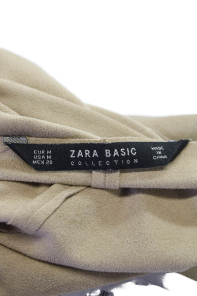 Zara Basic Womens Faux Suede Beige Jacket Long Sleeve Size M