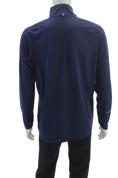 Nike Mens 1/2 Zipper Long Sleeves Mock Neck Shirt Navy Blue Size Large