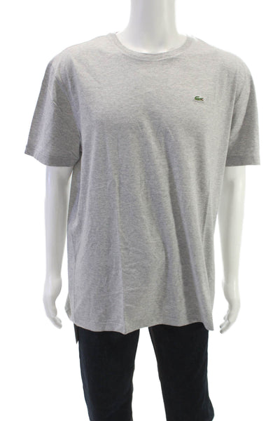 Lacoste Mens Gray Pima Cotton Crew Neck Short Sleeve Solid Shirt Size 8