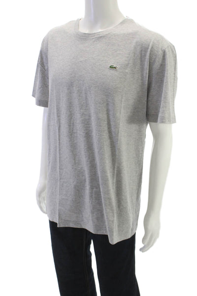 Lacoste Mens Gray Pima Cotton Crew Neck Short Sleeve Solid Shirt Size 8