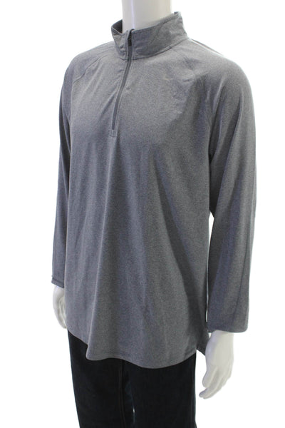 Nike Mens Half Zipper Long Sleeves Turtleneck Shirt Grey Size Large