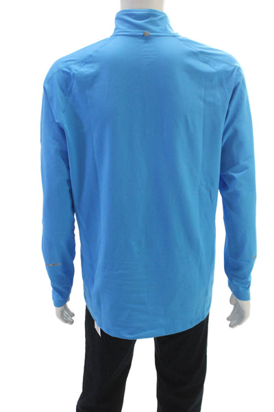 Nike Mens 1/2 Zipper Long Sleeves Mock Neck Shirt Blue Size Large