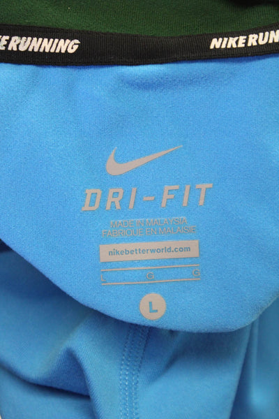 Nike Mens 1/2 Zipper Long Sleeves Mock Neck Shirt Blue Size Large