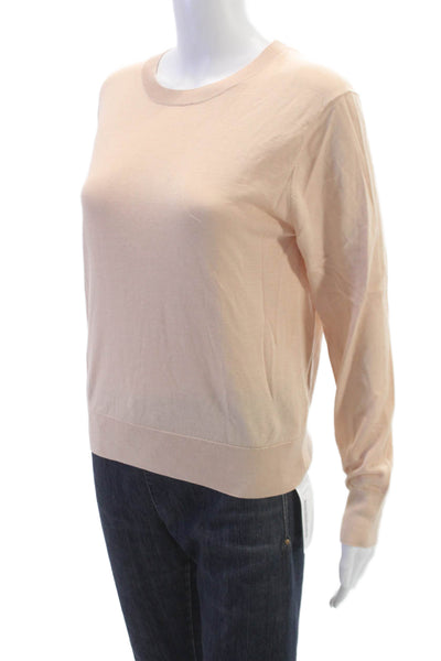 Zara Women Pink Silk Crew Neck Pullover Sweater Long Sleeve Size M