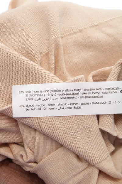 Zara Women Pink Silk Crew Neck Pullover Sweater Long Sleeve Size M