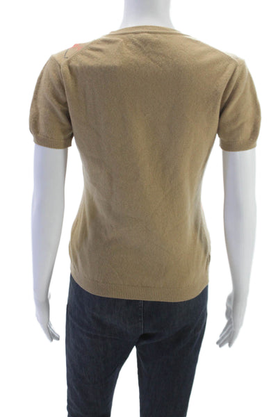 Burberry London Womens Beige Argyle Pullover Sweater Crew Neck Size S