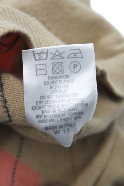 Burberry London Womens Beige Argyle Pullover Sweater Crew Neck Size S