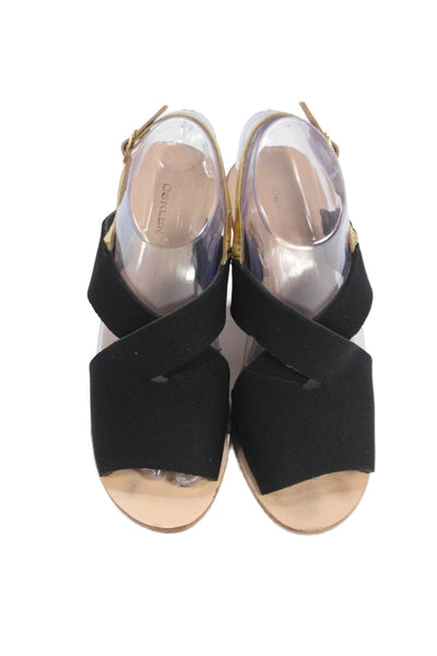 Osklen Womens Leather Crisscross Block Heels Open Toe Shoes Size Black Size 7