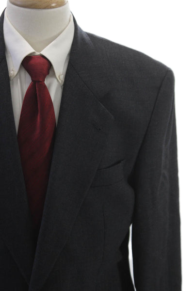 Boss Hugo Boss Mens 2 Piece Wool Suit Jacket Gray Button Solid Size 40