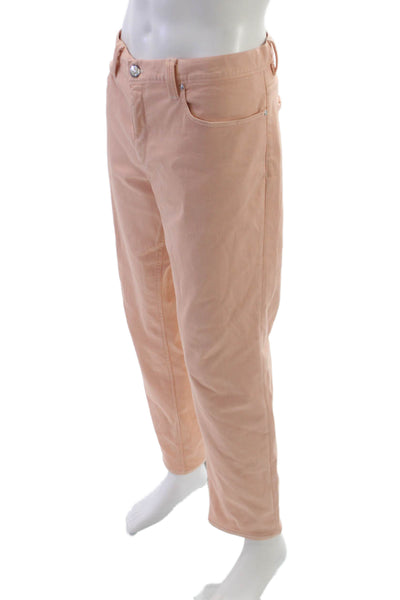 Alberto Mens Straight Jeans Pink Cotton Blend Button Size 36
