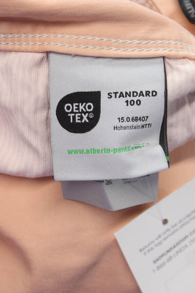 Alberto Mens Straight Jeans Pink Cotton Blend Button Size 36