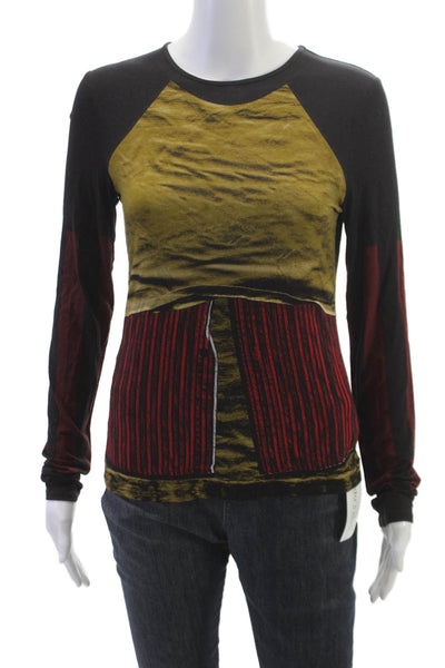 Miaou Women Basic Striped Long Sleeve T-Shirt Multicolor Size L