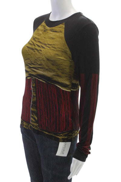 Miaou Women Basic Striped Long Sleeve T-Shirt Multicolor Size L