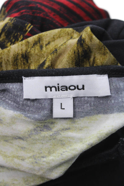 Miaou Women Basic Striped Long Sleeve T-Shirt Multicolor Size L
