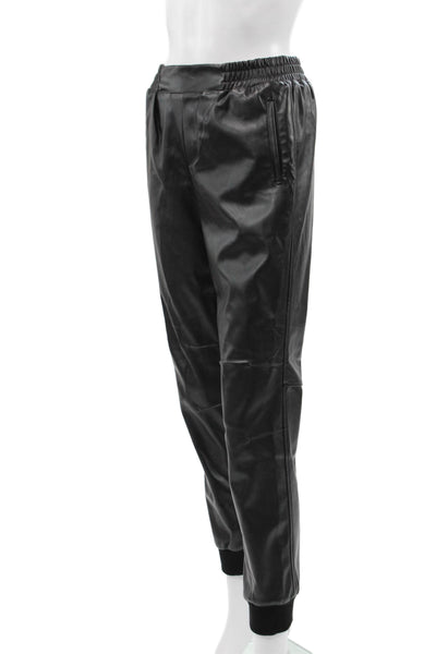 ATM Womens Black Jogger Pants Polyurethane Pull On Size XS