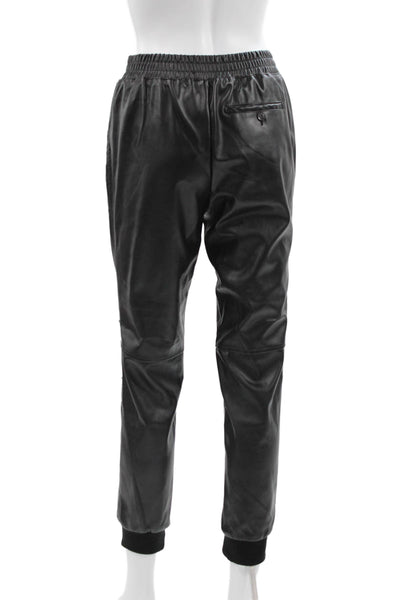 ATM Womens Black Jogger Pants Polyurethane Pull On Size XS