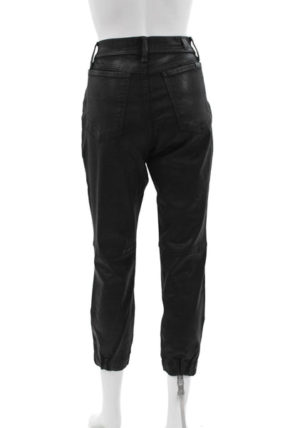 7 For All Mankind Women Black High Rise Jogger Pants Cotton Blend Size 26