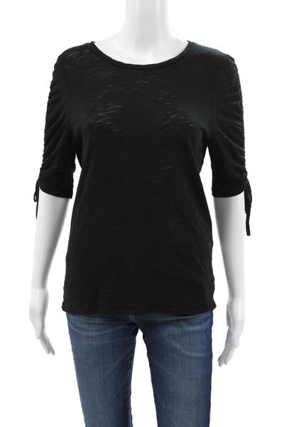 Goldie Womens Basic Black Scoop Neck 3/4 Sleeve T-Shirt 100% Pima Cotton Size S