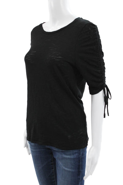 Goldie Womens Basic Black Scoop Neck 3/4 Sleeve T-Shirt 100% Pima Cotton Size S