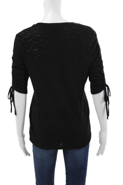 Goldie Womens Basic Black Scoop Neck 3/4 Sleeve T-Shirt 100% Pima Cotton Size S
